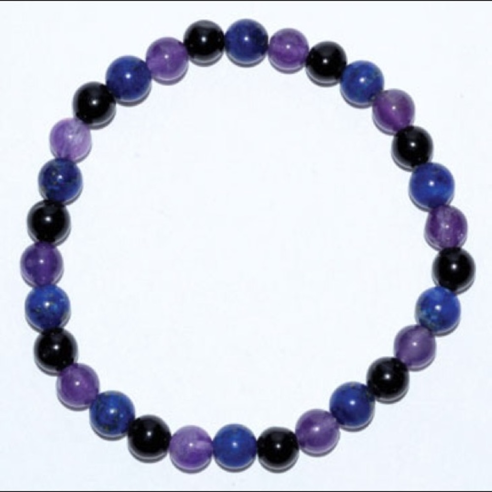Amethyst, Lapis, Black Tourmaline Stretch Bracelet